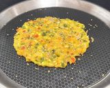 A picture of step 8 of Cheesy Moong Dal Paneer & Veggie Savoury Pancakes 🥞 | Healthy Lunch Box & Tiffin Recipe.