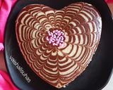 A picture of step 9 of Valentine's special Vanilla Chocolate Heart Cake / Zebra cake / Eggless cake.