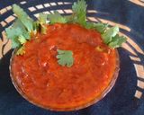 A picture of step 7 of Schezwan chutney.