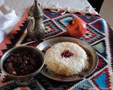 A picture of step 10 of Khoresht-e Fesenjan ( Pomegranate stew with chicken and walnut.