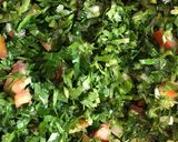 A picture of step 5 of Tabbouleh - Lebanese parsley salad.