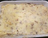 A picture of step 3 of Potato pie, with pancetta & chanterelle mushrooms & asparagus.