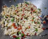 A picture of step 4 of Methi, mutter & carrots pulav (in proper lunch thali).