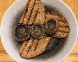 A picture of step 6 of Juicy portabellini mushrooms on seedy toast.