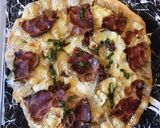 A picture of step 5 of California Farm Serrano Ham & Brie Pizza.