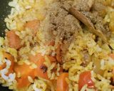 A picture of step 3 of Carrot Khichdi with Curd masala Kadi.