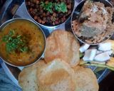 A picture of step 5 of Poori,aloo veg,halva(rava),chana,(ramnavmi special kanjak bhog).