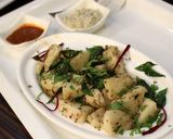 A picture of step 2 of Fried idli with chutney.