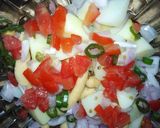 A picture of step 2 of Khati mithi chaat.