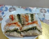 A picture of step 6 of Tri colour sandwiches.