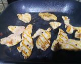 A picture of step 2 of BBQ Chicken grilled sandwiches.