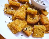 A picture of step 3 of Sesame Croutons.