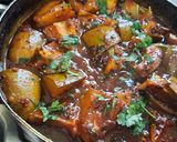 A picture of step 7 of Vidarbha Nagpuri style lagnachi pang titla special gud methi amba.
