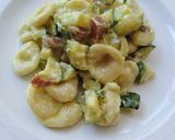 A picture of step 3 of Orecchiette with Zucchini and Pancetta.