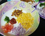 A picture of step 2 of Schezwan corn bhel.