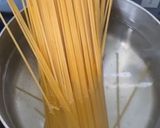A picture of step 1 of Deany's spaghetti carbonara.