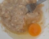 A picture of step 2 of Banana bread with raisins and nuts.