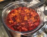 Une image de l'étape 7 de Compote pêches de vigne, prunes d'ente et coco.