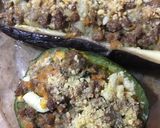 Foto del paso 6 de la receta: Berenjenas y zapallitos rellenos, picada, verdeo y verduras