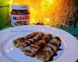 A picture of step 4 of Nutella french toast rolls.
