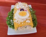 A picture of step 4 of Causa Rellena with Tuna Chunks.