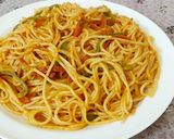 A picture of step 9 of Vegetable szechuan spaghetti.