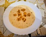 Mennyei, tejszínes fokhagymakrémleves: ropogós krutonnal és pirított fokhagymàval 🧄🥣🎄 recept fázis 6 fotója