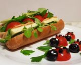 Pas rețetă Sandwich cu salată, roșii, caș de vacă și șuncă de pui 4 fotografie