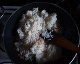 A picture of step 2 of Nasi Goreng (Indonesian stir fried rice).
