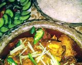 A picture of step 7 of Chicken highway karahi with rice.