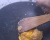 A picture of step 3 of Kesariya tri-colour mawa roll.