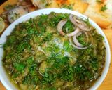 A picture of step 4 of Hariyali pav bhaji.