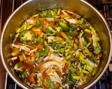 A picture of step 2 of Mike's Asian Chicken Dumpling Soup With Shrimp.