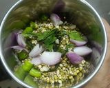 A picture of step 2 of Singhara flour Sprouts Chilla.