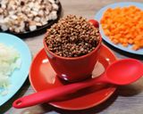 A picture of step 1 of Grown-Up Buckwheat Dinner with Diced Mushrooms and Vegetables (30-Minute One-Pan Meal).