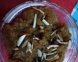 A picture of step 5 of Badam / almond Halwa.