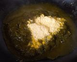 A picture of step 2 of Sarson Ka Saag and Makki Methi Poori.