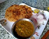 A picture of step 2 of Sindhi sai bhaji spinach with veggies and Bengal gram Dal.