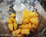 A picture of step 1 of Mango pancake with mango sauce.