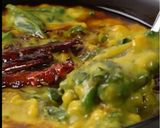 A picture of step 9 of Palak Dal (spinach-lentil soup).