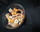 A picture of step 3 of Fruit Munch🍌🍒🍎with Kurkuray Crunch😉🌶.
