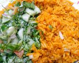 A picture of step 6 of Concoction rice with salad.