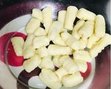 A picture of step 4 of Eggless: 'Italian Potato Gnocchi' or 'Gnocchi di Patate' (Pasta) in the 'Piedmontese' Style.