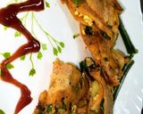 A picture of step 6 of Green onion moong dal chilla.