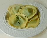 A picture of step 3 of Ravioli (cheese and spinach stuffed Ravioli).