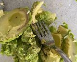A picture of step 2 of Guacamole with sun dried tomatoes.