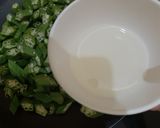 A picture of step 2 of Bhindi curry/ladies finger curry.