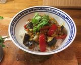 A picture of step 9 of Coconut & Lime Dhal with Aubergines & Peppers.