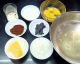 A picture of step 1 of Japanese chocolate cotton sponge cake.