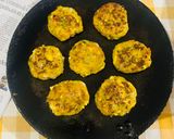 A picture of step 4 of Raw Banana Tikki with sprouts.